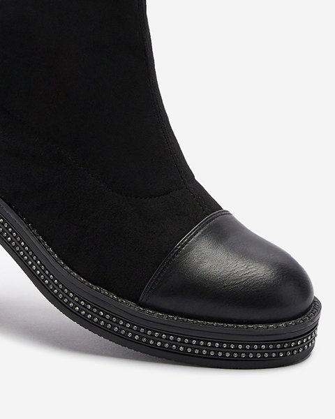 Black women's flat sole over-the-knee boots Meneii- Footwear