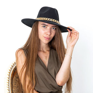 Black women's hat with gold chain - Accessories