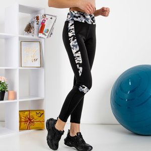 Black women's leggings with gray camouflage inserts - Clothing
