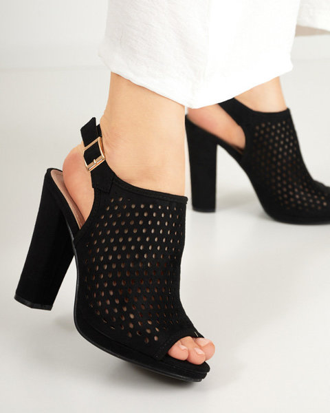 Black women's openwork sandals on a post Melliani - Footwear