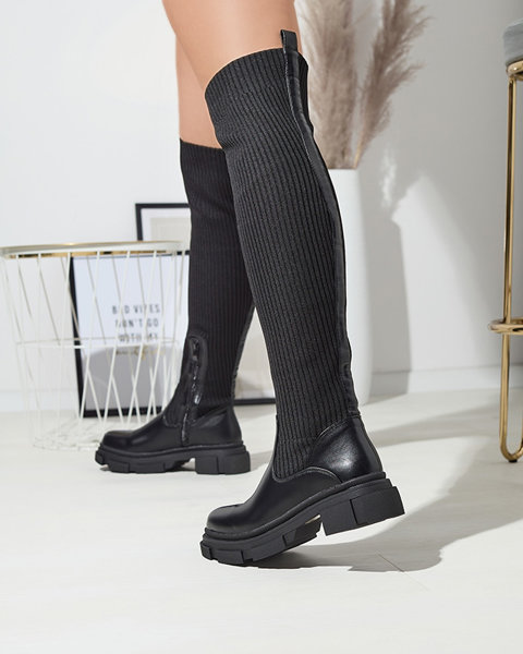 Black women's over-the-knee boots Gorgi- Footwear