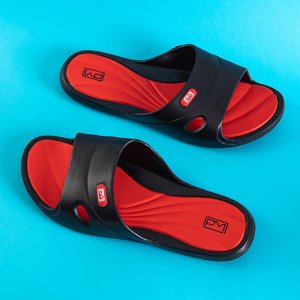 Black women's rubber slippers with a red Briliana insert - Footwear