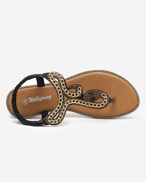 Black women's sandals with a Sijet snake - Footwear
