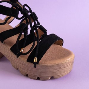 Black women's tied sandals on the Tili post - Footwear