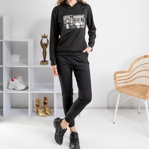 Black women's tracksuit set with sequins - Clothing