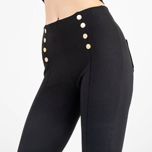 Black women's treggings with golden buttons - Clothing