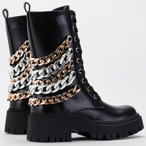 Black women's work boots with Treqx decorations - Footwear