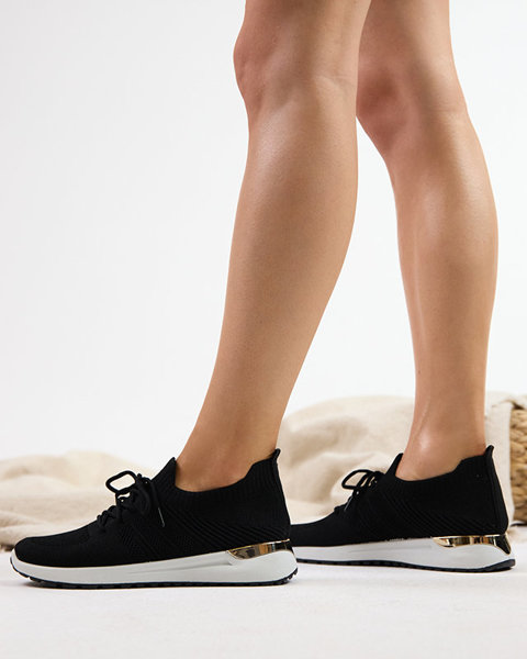 Black woven sports shoes for women Ferroni - Footwear