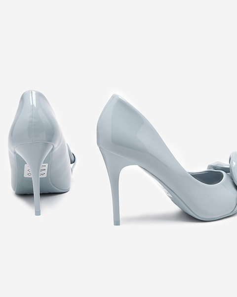 Blue and gray women's pumps on a high heel Salete - Footwear