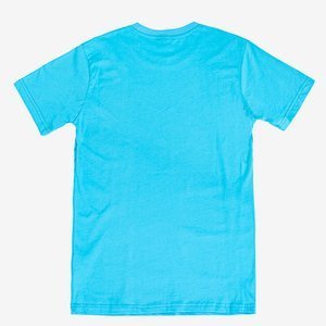 Blue men's cotton t-shirt with print - Clothing
