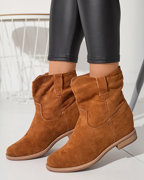 Brown ankle boots a'la cowboy boots on an indoor wedge Jelluma - Footwear