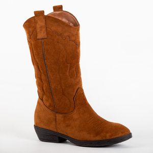 Brown eco-suede boots a'la cowgirls Ashgi - Footwear