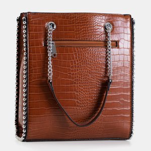Brown ladies handbag with snake skin embossing - Accessories