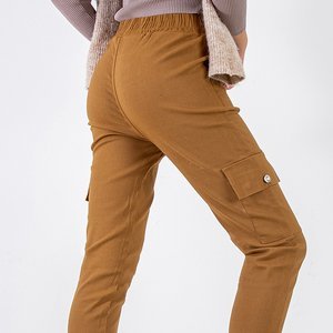 Brown women's combat pants with pockets - Clothing