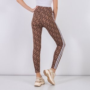 Brown women's geometric pattern leggings - Clothing