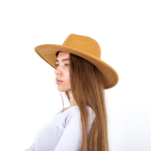 Brown women's large-brimmed hat - Hats