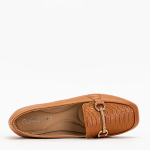 Brown women's moccasins with Riltia ornament - Footwear