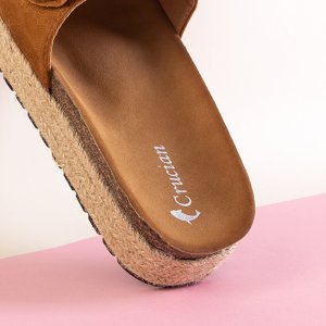 Brown women's platform flip-flops Kalisa - Footwear