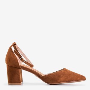 Brown women's post sandals Rumila - Footwear