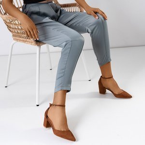 Brown women's post sandals Rumila - Footwear
