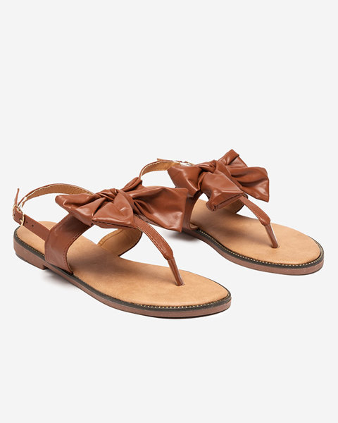 Brown women's sandals with a bow Guzann- Shoes
