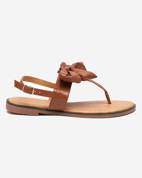 Brown women's sandals with a bow Guzann- Shoes