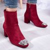 Burgundy boots with a decorative toe on a low post Hayley - Footwear