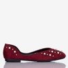 Burgundy women's ballerina shoes with Emanossa pearls - Footwear 1