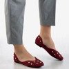 Burgundy women's ballerina shoes with Emanossa pearls - Footwear 1