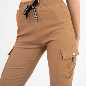 Camel-colored women's cargo pants - Clothing