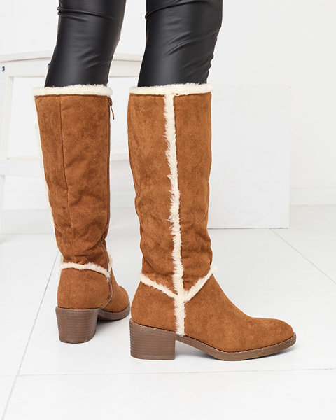 Camel women's boots with fur Zerriva- Footwear