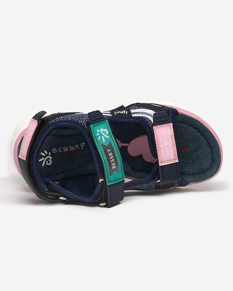 Children's navy blue sandals with colorful inserts Meniko - Footwear