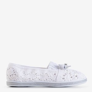 Children's white lace slip on Ozara - Footwear