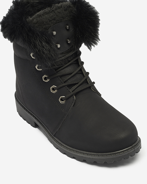 Classic women's boots a'la trappers in black Lausa- Footwear