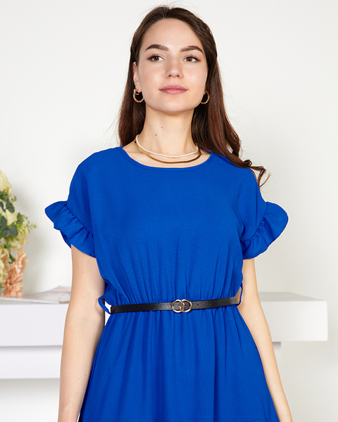 Cobalt women's dress with frills - Clothing