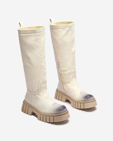 Cream women's Astaroth mid-calf boots - Footwear