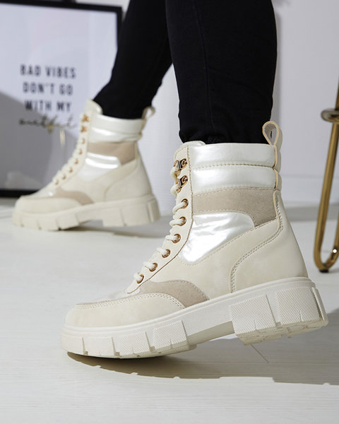 Cream women's insulated trapper boots Kasemi- Footwear