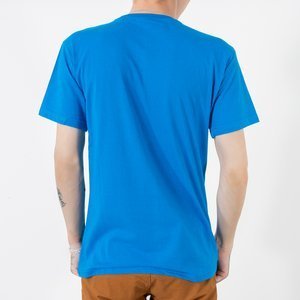 Dark blue printed cotton men's t-shirt - Clothing
