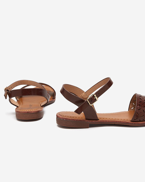 Dark brown women's sandals with openwork Kofiil - Footwear