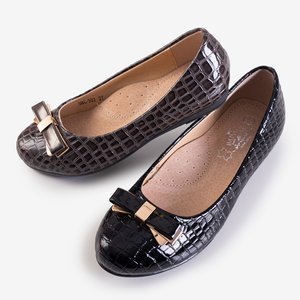 Dark gray girls' ballerinas with animal embossing and bow Roniana - Footwear