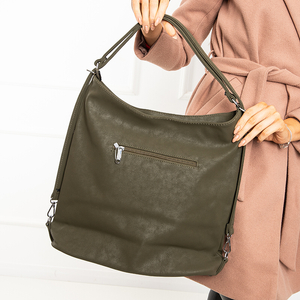 Dark green women's shopper bag in matte eco leather - Accessories