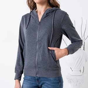 Dark grey women's unbuttoned sweatshirt - Clothing