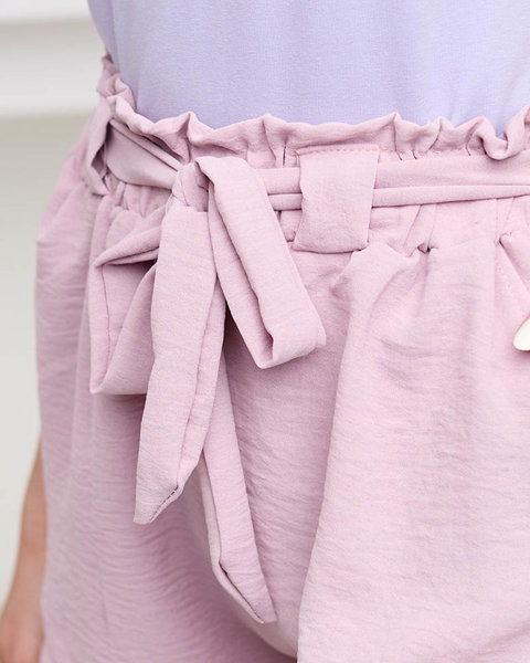 Dark pink women's fabric shorts - Clothing