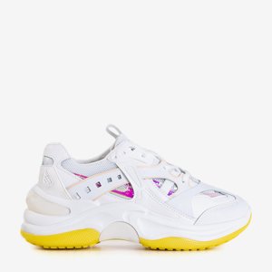 Etana white and yellow trainers with holographic inserts - Footwear