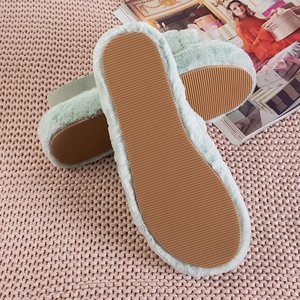 Fornax light green women's fur slippers - shoes