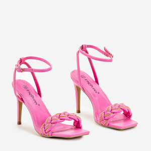 Fuchsia women's sandals on a high heel Tenedi - Footwear