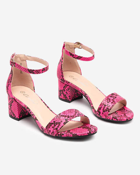Fuchsia women's sandals on a post a'la snake skin Woccino- Footwear