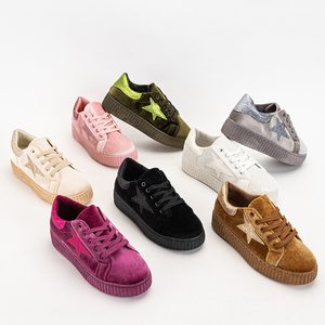 Fuchsia women's velor sneakers Estreni - Footwear