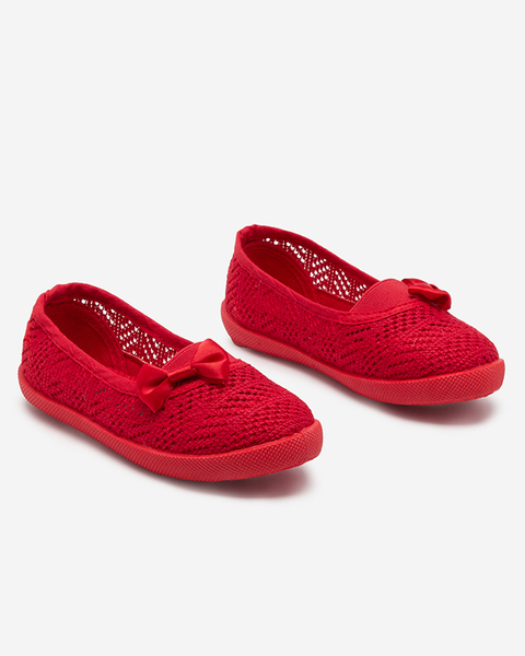 Girls' red openwork sneakers with a bow Apllo - Footwear