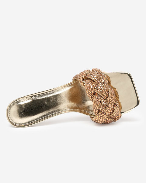 Gold lacquered slippers with low heels Sipeno - Footwear